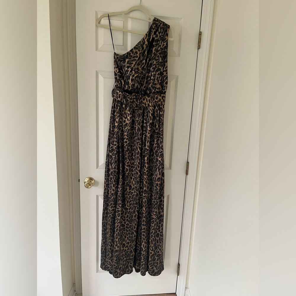 Retrofete Andrea Maxi Dress in Bronze Leopard Small One Shoulder Formal Gala - Picture 2 of 11